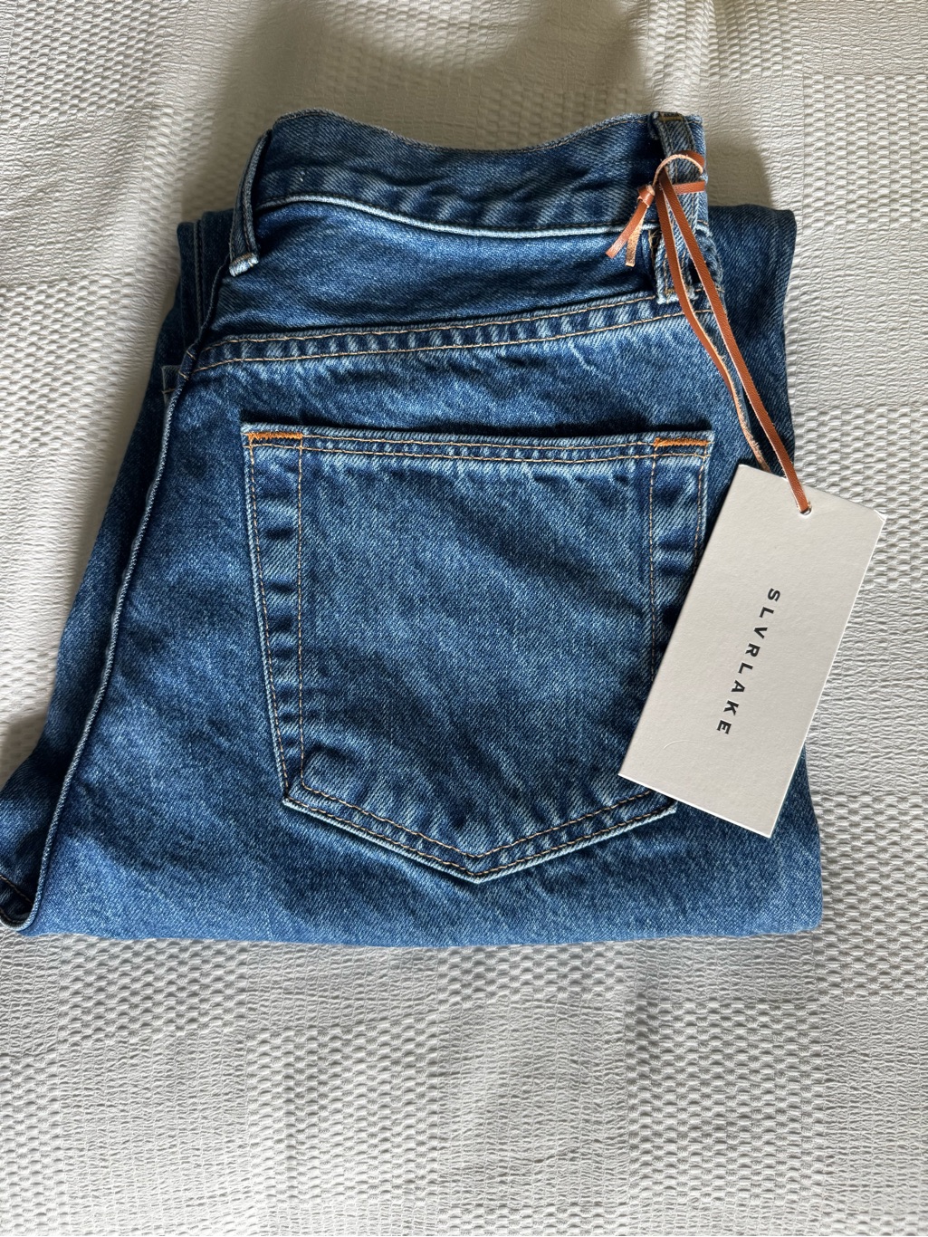 Slvrlake Light Blue Denim Jeans With Tan Stitching